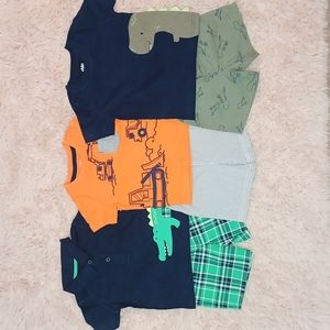 CARTER'S 18mo Matching Outfit Sets (Boys) 3 shirts 3 shorts + bonus khaki shorts